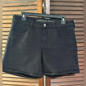 American Eagle Super Stretch Black Midi Jean Shorts